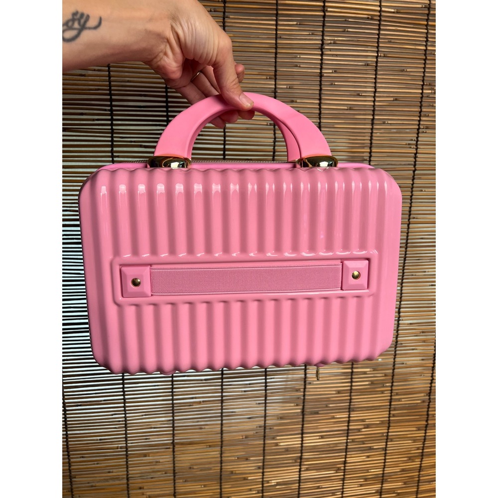 Pink Hardshell Mini Suitcase Makeup Bag Viral Vanity Travel Case - Picture 2 of 7